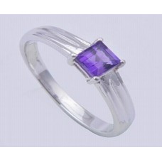Amethyst Gemstone with 925 Sterling Silver Ring, Octagon Shape, RI-0100